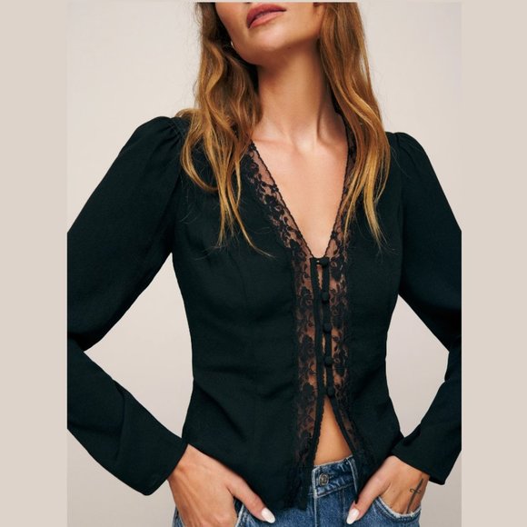 ❤️ Reformation * Nadene Top * Black ❤️ - Picture 2 of 9